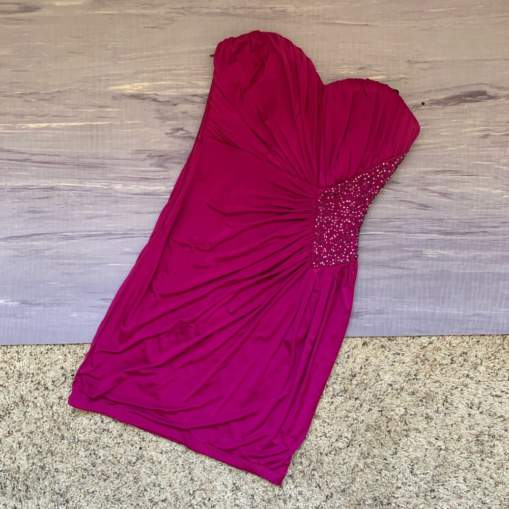 Strapless Magenta Formal Bodycon Dress